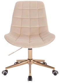 LuxuryForm DESIGN Stolička PARIS VELUR na zlatej podstave s kolieskami - krémová