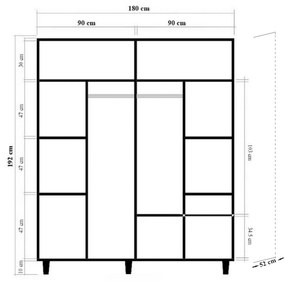 Šatní skříň Imaj 180 cm dub sonoma