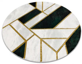 Koberec okrúhly EMERALD exkluzív 1015 glamour,  mramor, geometrický zeleno / zlato