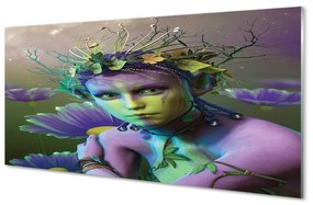 Sklenený obraz Elf žene kvety 100x50 cm
