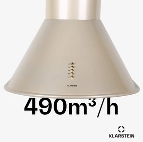 Klarstein Lumio, digestor, 60 cm, komínový, 490 m³/h, retro dizajn, nehrdzavejúca oceľ, champagne