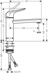 Hansgrohe Focus M42, drezová batéria M421-H120, chrómová, HAN-71806000