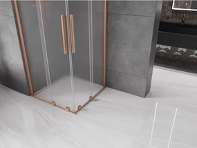 Mexen Velar Duo, sprchový kút s posuvnými dverami 90 x 90 cm, 8mm sklo námraza, medená matná, 871-090-090-32-65