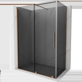 Mexen Velar sprchovací kút posuvný 130 x 75 cm, grafit, brúsená meď - 871-130-075-41-65