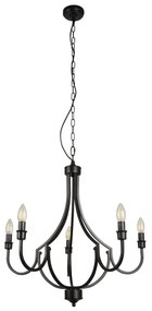 Searchlight 82915-5BK - Luster na reťazi LODGE 5xE14/60W/230V čierna