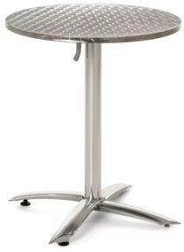 Garthen skladací záhradný stôl okrúhly 60 cm strieborný s nerezovou doskou Polystone