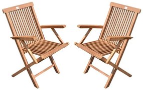 DIVERO skladacia stolička z teakového dreva, 2 ks