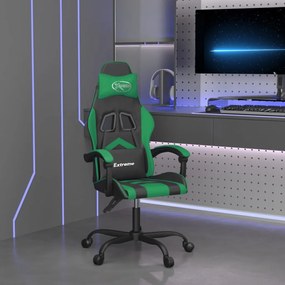 Otočná herná stolička čierna a zelená umelá koža 349594