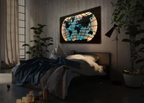 Svietiaci obraz s mapou sveta RGBW