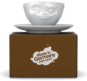 Biela usmievavá porcelánová šálka na kávu 58products, objem 200 ml
