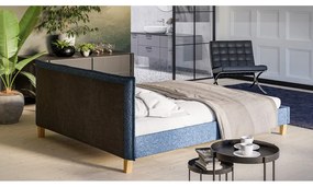 Modrá čalúnená dvojlôžková posteľ s roštom 160x200 cm Tina - Ropez