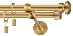 Dekorstudio Garniža dvojradová FLAT zlatá 19mm Dĺžka: 320cm, Typ uchytenia: Držiak dvojitý otvorený, Typ príslušenstva: Krúžky tiché so štipcami