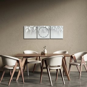Obraz - Plastické listy (s hodinami) (90x30 cm)
