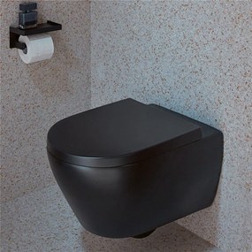 VILLEROY &amp; BOCH Subway 2.0 závesné WC s hlbokým splachovaním bez vnútorného okraja, 370 x 560 mm, Ebony, s povrchom CeramicPlus, 5614R0S5