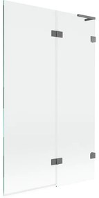 Mexen Lunar L, 2-krídlová vaňová zástena pravá 110 x 150 cm, číre sklo, grafitová, 897L-110-100-95-00-P