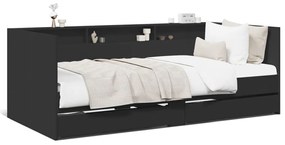 Denná posteľ so zásuvkami čierna 75x190 cm kompozitné drevo 3280861