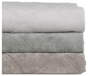 Sivozelený zamatový prešívaný pléd 230x260 cm – Ixia