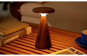 LED stolová lampa v tmavoprírodnej farbe s dreveným tienidlom (výška 21 cm) Sylva – Gingko