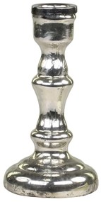 Strieborný antik sklenený svietnik na úzku sviečku - Ø 7*13cm
