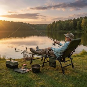 Veľká rybárska stolička s opierkou na nohy