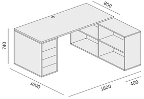 PLAN Kancelársky písací stôl s úložným priestorom BLOCK B04, dub prírodný/grafit