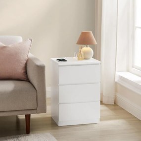 Vasagle Nočný stolík s funkciou nabíjania ZION, 35x40x59cm, biela