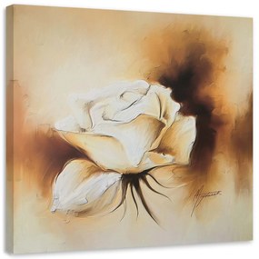 Gario Obraz na plátne Ako ručne maľovaná biela ruža Rozmery: 30 x 30 cm