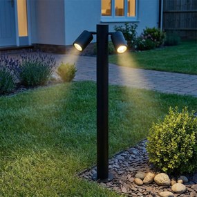 Stojaca vonkajšia lampa čierna 80 cm IP44 nastaviteľná 2-svetlo - Duo