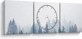 Obraz - Zahmlený les (s hodinami) (90x30 cm)