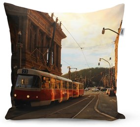 Sablio Vankúš Električka v historickom meste - 60x60 cm
