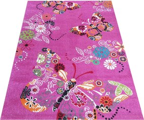 DY Detský ružový koberec s motýľmi Bella 114 Rozmer: 160x220 cm