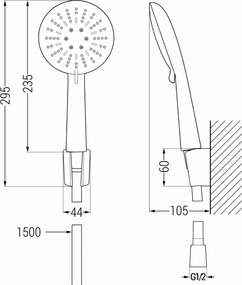 Mexen príslušenstvo - 1-bodový ručný sprchový set R-67, chróm/biela, 785675052-00