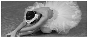 Obraz - Baletka, čiernobiela (120x50 cm)
