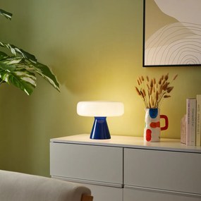 Retro stolná lampa modrá s bielou - Knob