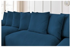 Tmavomodrá menčestrová rohová pohovka Voltaire – Bobochic Paris