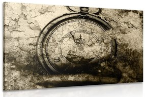 Obraz starožitné hodiny v sépiovom prevedení - 90x60
