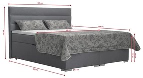 Čalúnená posteľ s úložným priestorom a matracami s topperom NEW BOLERO 180x200 cm sivá
