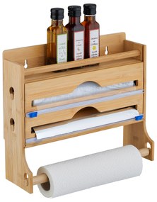 Bambusový nástenný držiak a organizér na 3 rolky RelaxDays RD50724