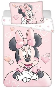 Obliečky do postieľky Minnie Powder pink baby 100/135, 40/60 cm
