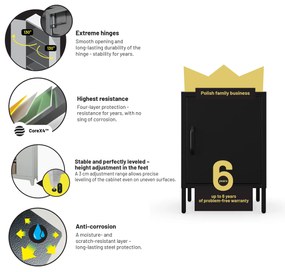 Čierny nočný stolík kovový MIA Modern 424 x 595 x 400 mm