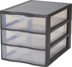 SUNDIS 2. akosť - Úložný box s 3 zásuvkami, antracit, OFFICEMIX A4 3A