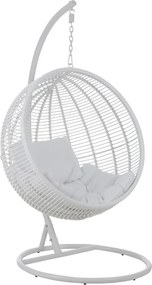 Závesné biele záhradné ratanové kreslo Lounge White -119*110*193 cm