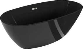 Mexen Eris, voľne stojaca vaňa 170 x 80 cm, čierna,  brúsená oceľ prepad, 53441708070-97
