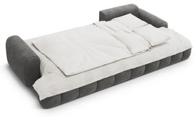 Sivá zamatová rozkladacia/s úložným priestorom rohová pohovka (pravý roh/s leňoškou) Linz – Cosmopolitan Design