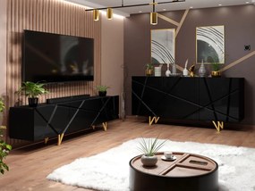Súprava nábytku Nivotis, Farba: čierna / čierny lesk