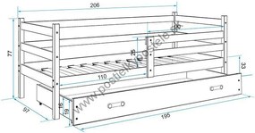 Posteľ ERIK 1 - 200x90cm Biely - Modrý