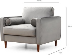 Křeslo Rome světle šedé/ořech