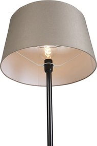 Stojaca lampa čierna s tienidlom z ľanu taupe 45 cm - Simplo