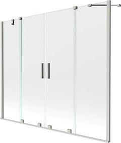 Mexen Velar Duo, 2-krídlová posuvná vaňová zástena 180 x 150 cm, 8mm číre sklo, brúsená oceľ, 896-180-000-02-97