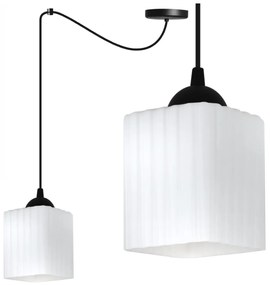 Závesné svietidlo Riffle Square Spider, 1x biele sklenené tienidlo, b